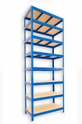 Metallregal mit Holzböden 60 x 90 x 270 cm - 8 Fachböden x 275kg, blau